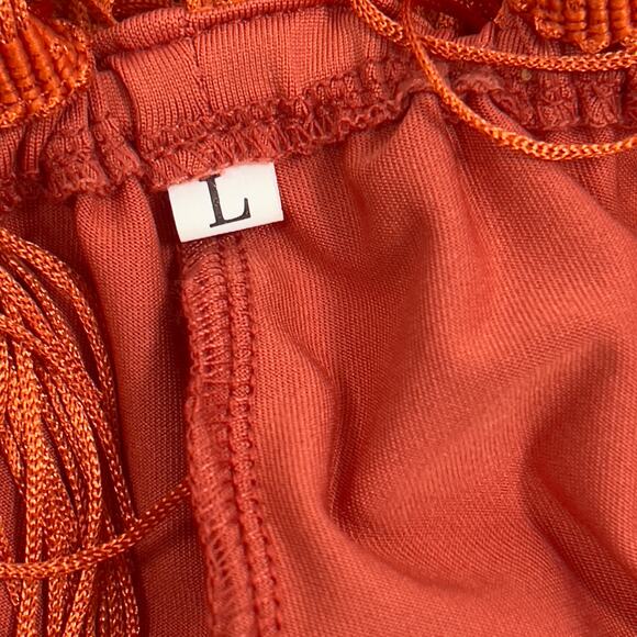 Cami String Halter Romper Jumpsuit Burnt Orange Women's Large Sexy Costume Cute - Picture 9 of 16